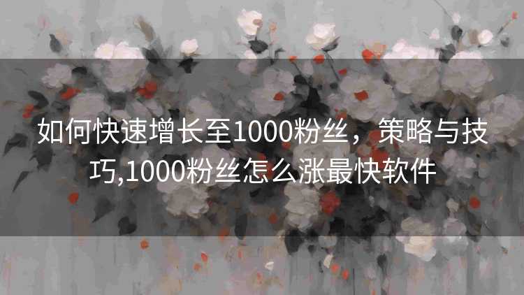 如何快速增长至1000粉丝，策略与技巧,1000粉丝怎么涨最快软件